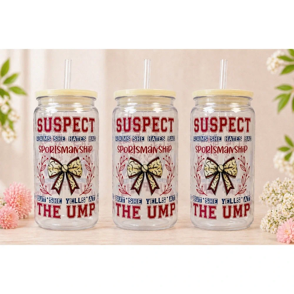 Baseball Mom Suspect Tumbler, Funny Sports Mom Plastic Cup w/ Straw